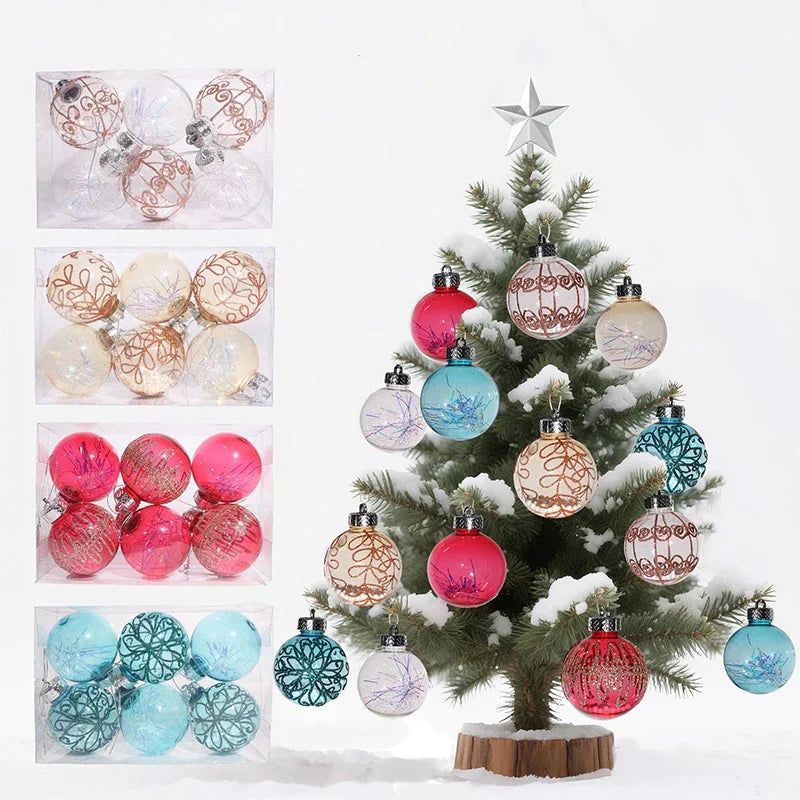 Decoração de Natal, Bola de Natal de 6 cm, Enfeite para Pendurar na Árvore de Natal, Ornamento para Decoração de Casa, Festa, Presente de Ano Novo, Acessório de Natal.