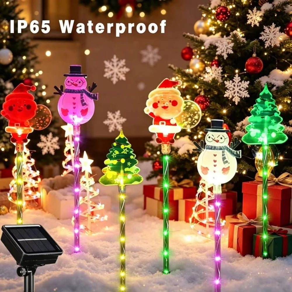 Luzes de Natal LED Solares em Acrílico para Jardim, Impermeáveis, Decoração de Paisagem para Quintal e Caminhos