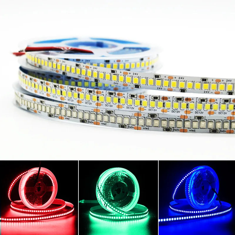 Fita de led amarela 2835 240leds/m 1200 leds dc12v 24v fita flexível ip65 ip67 à prova d'água 2700k 3000k 4000k 4500k 6000k 6500k