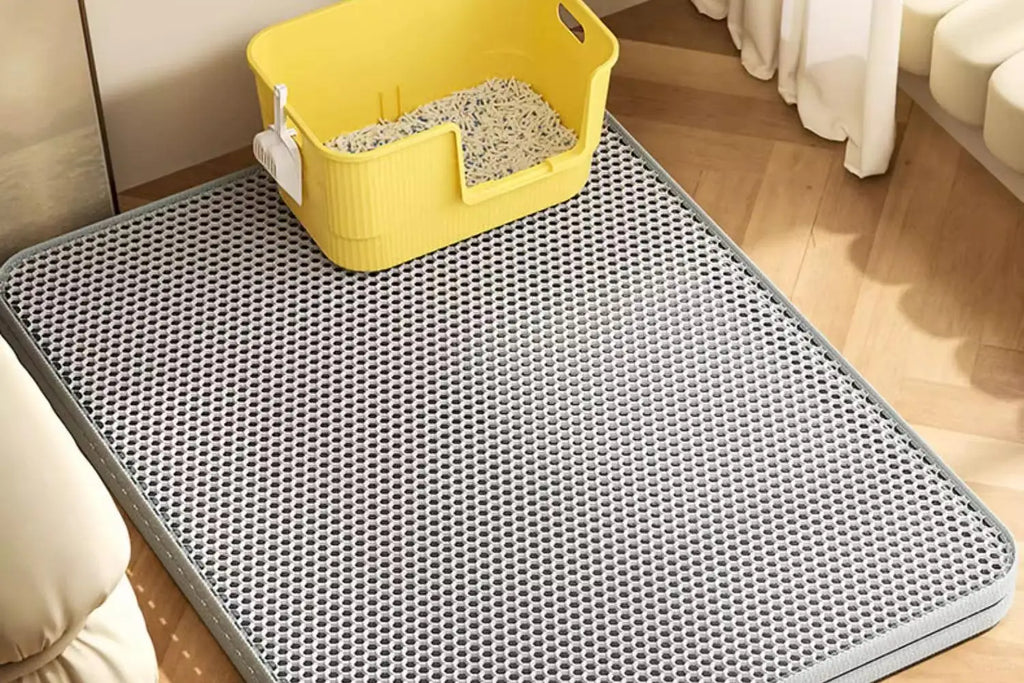 Tapete de areia extra grande para gatos, resistente, à prova d'água, 2 camadas, antiderrapante, lavável, protetor de piso para animais de estimação, caixa de areia