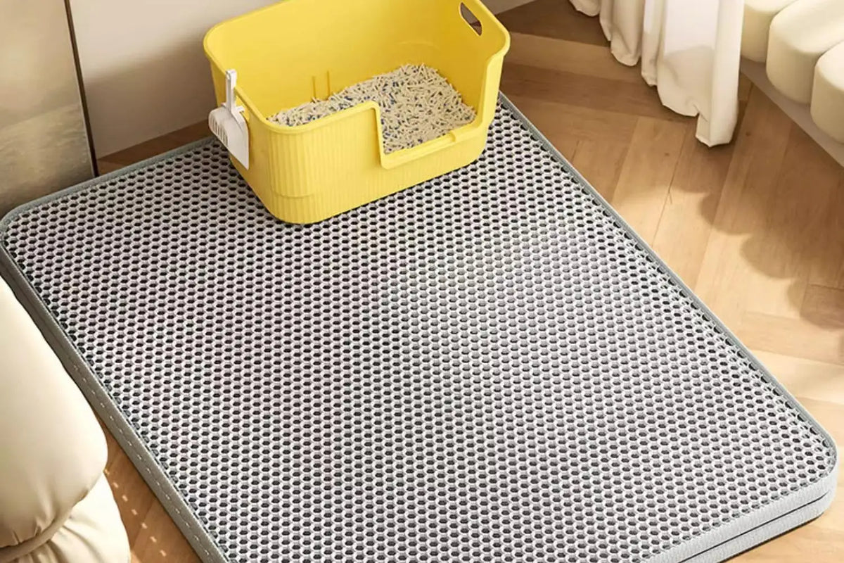 Tapete de areia extra grande para gatos, resistente, à prova d'água, 2 camadas, antiderrapante, lavável, protetor de piso para animais de estimação, caixa de areia