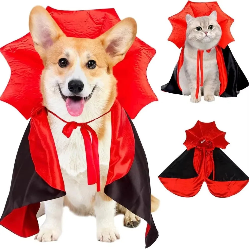Fantasias de Halloween para Cães, Capa de Vampiro, Fantasia de Cosplay para Gatos de Estimação, Roupas Engraçadas, Manto para Cães para Festa de Halloween
