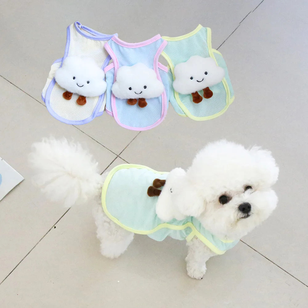 Pet verão legal colete nuvem decoração roupas respirável resfriamento roupas para cães