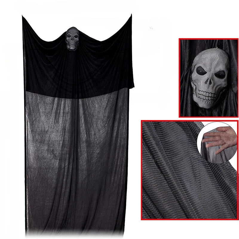 Crânio Suspenso Fantasma Para O Halloween, Decoração De Casa Assombrada, Som LED, Ornamento, Bar Interior E Exterior, Decoração De Festa De Halloween