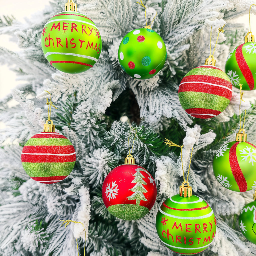 Conjunto de enfeites de bolas de Natal, verde e vermelho, para pendurar na árvore de Natal, ideal para festas de Ano Novo e como presente.