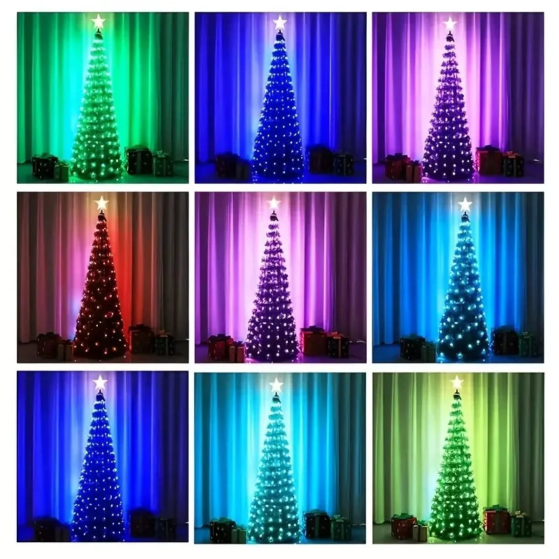 Luzes de Natal de 7,87 pés com 400 LEDs, Luzes de Cordão LED RGB Inteligentes IP68 para Decoração de Feriados em Árvores Internas e Externas com Controle por Aplicativo