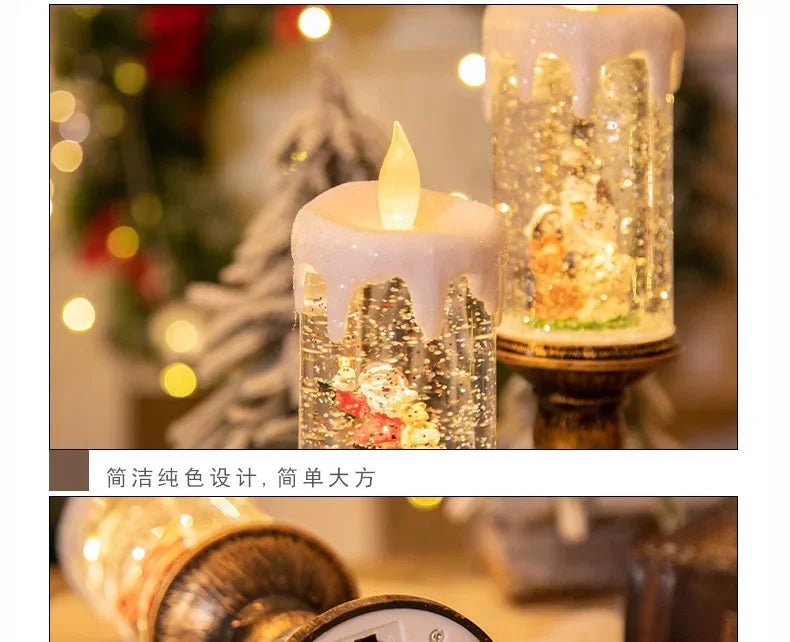Crystal Snow Candles Lights para Decorações de Natal, Scene Layout, Holiday Gifts, Children's Birthday Gifts