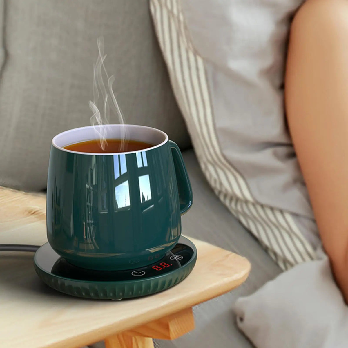 Caneca copo mais quente café leite chá copo de água aquecimento elétrico touch pad temperatura ajustável chá quente aquecedor mais quente plugue da ue