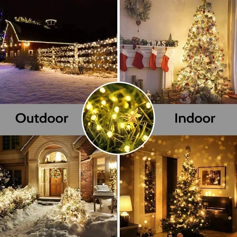 Corda de luz solar ao ar livre led decoração de natal, corda de luz solar luz de fadas jardim decoração de natal luz