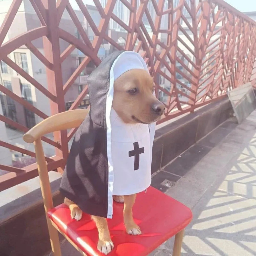 Fantasia de Natal para Cães e Gatos, Roupa Respirável de Freira para Filhotes e Gatinhos, Acessórios para Fantasia de Halloween, Macacão para Animais de Estimação