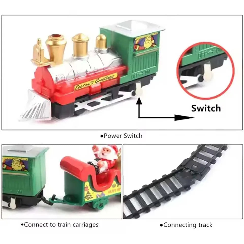 Trem Elétrico de Natal, Brinquedo de Decoração para Árvore de Natal, Trilho de Trem com Som e Luz, Carro de Trem, Presentes de Natal