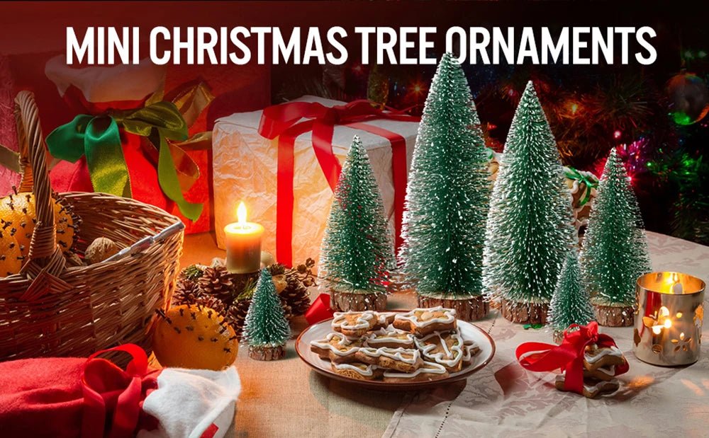 Decoração de natal artificial mini ornamentos de árvore em miniatura pinheiros de neve de cedro para decoração de mesa de casa 2024 navidad paisagem presentes