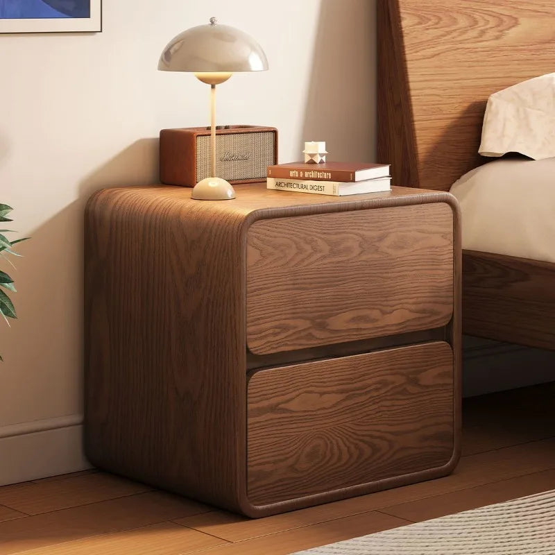 Solid Wood Bedside Table Small Vintage Cream Style Modern Simple Bedroom Nightstand Storage Cabinet for Home Decor
