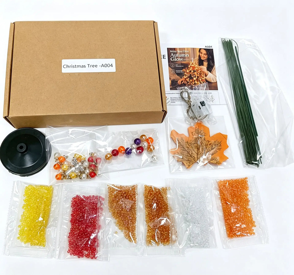 Conjunto de árvore de Natal com contas para montar – contas de cristal feitas à mão, com luzes LED, para decoração natalina em casa, ideal para adultos e crianças, e como presente.