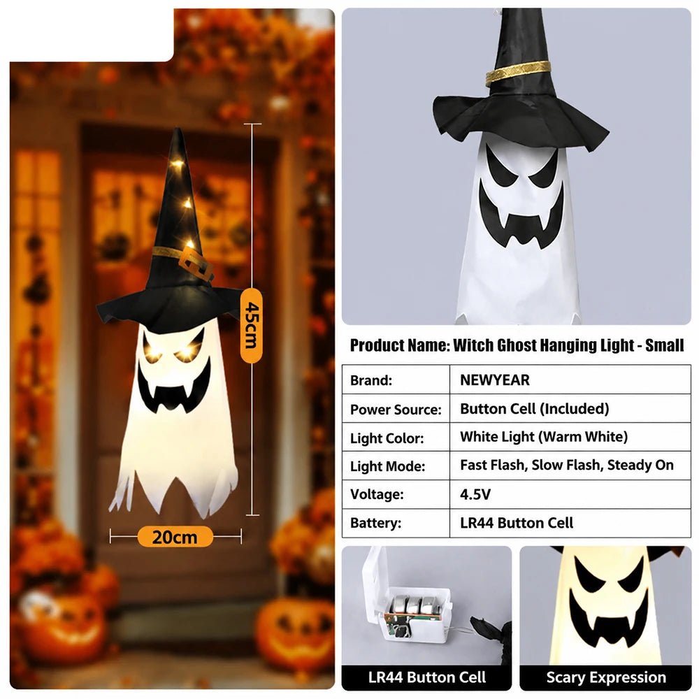 Decoração de Halloween com Fantasma Luminoso LED para Casa, Interior e Exterior, Casa Assombrada, Bar, Adereços de Terror Suspensos, Decoração de Fantasma com Luzes - Kasa & Pet
