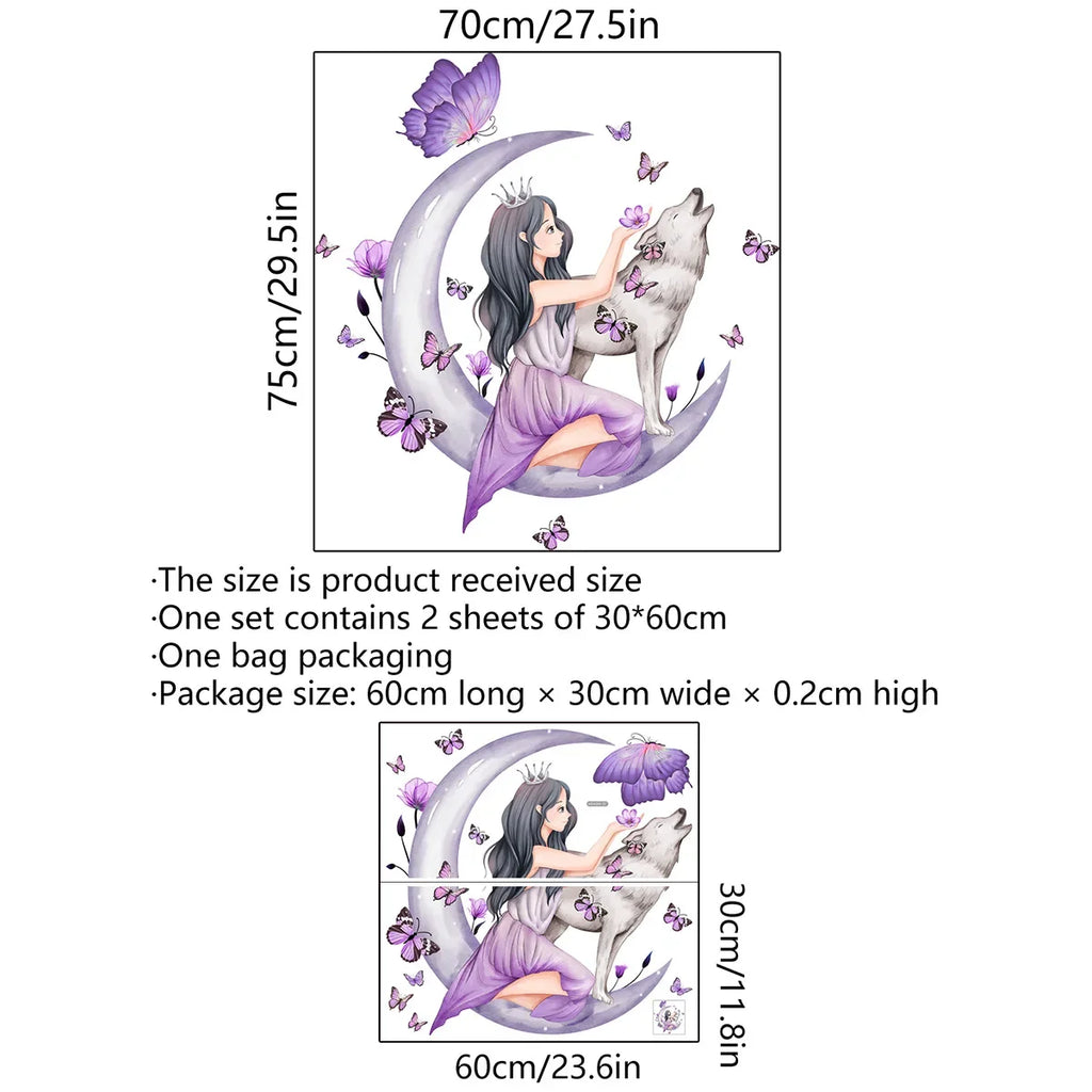 Adesivos de Parede Lua para Quarto de Menina, Decoração de Sala de Estar, Adesivos para Quarto de Filha, Papel de Parede para Quarto de Bebê