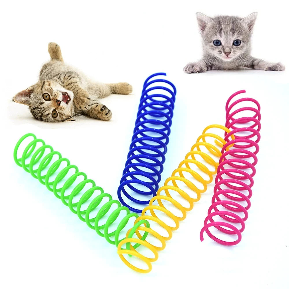 4 pçs/saco estendido gato cor plástico primavera pet gato brinquedos interativos produtos para animais de estimação para gatos pet gato suprimentos