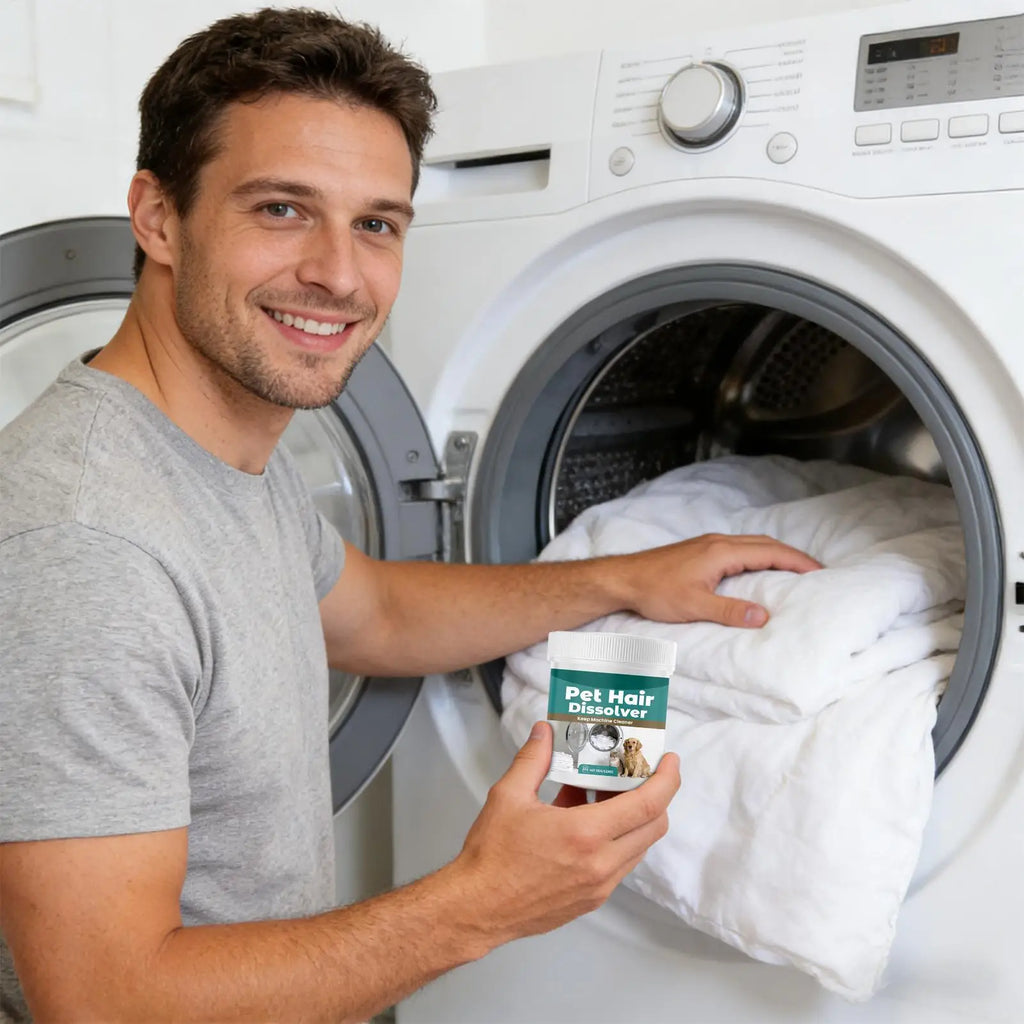 Removedor de Pelos de Animais para Lavagem 100g Aditivo Detergente para Máquina de Lavar Roupas, Carpete, Roupa de Cama, Tecido e Toalha