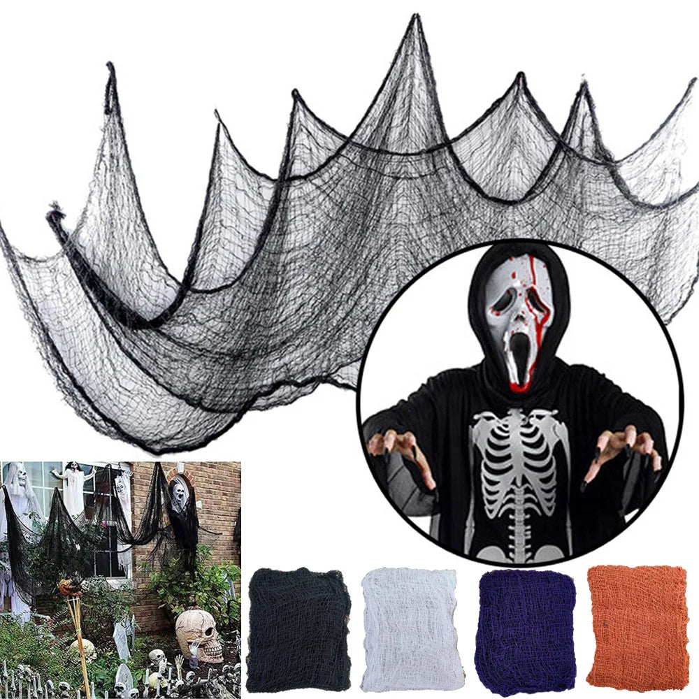 76x183cm decorações de halloween preto assustador gaze pano janela mesa porta net assustador fantasia vestido festa casa assombrada decoração da parede