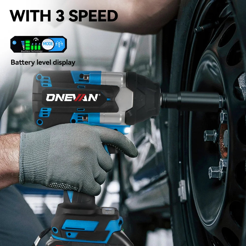 Onevan 1800n.m chave elétrica sem escova 1/2 polegada chave de impacto sem fio chave de fenda ferramenta reparo do carro para makita 18v bateria pino