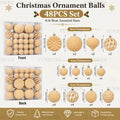 Conjunto de Bolas de Natal de Veludo 48 Peças, Enfeites Plásticos Flocados para Decoração de Árvore de Natal DIY, Decoração Suspensa para Festas e Casa