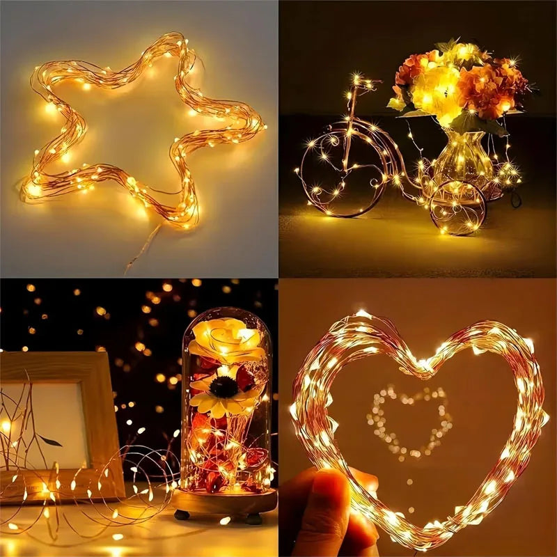 Luzes de fadas de natal recarregável led à prova d' água rgb luz de corda 8 modos design destacável para decoração de festa de casamento de árvore de natal