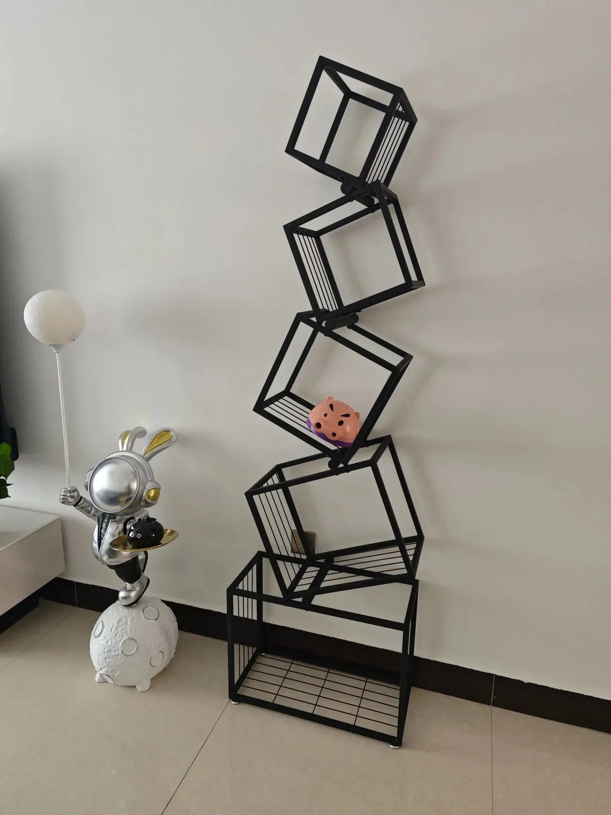 Decoração moderna para sala de estar, prateleira de arte em ferro, escritório, estudo, estante, armazenamento multicamadas para organizar livros e decorações
