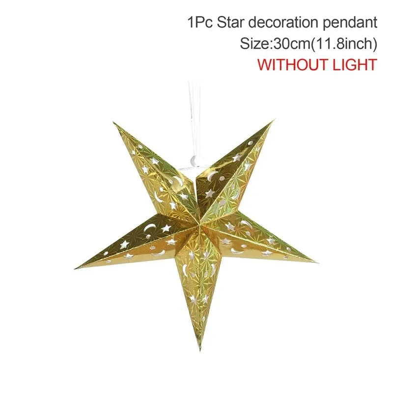 Estrela oca pendurado pingentes ramadan decoração 2024 para casa navidad natal noel presentes enfeites de natal ano novo 2024