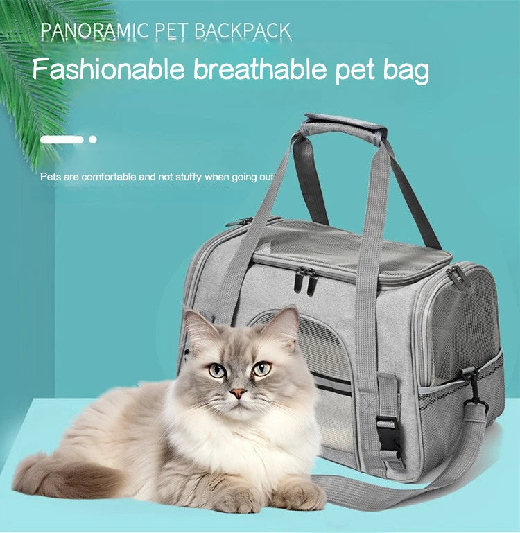 Portadores de animais de estimação mochila portátil respirável dobrável bolsa de ombro gato cão portador sacos de viagem de saída animais de estimação bolsa de transporte.