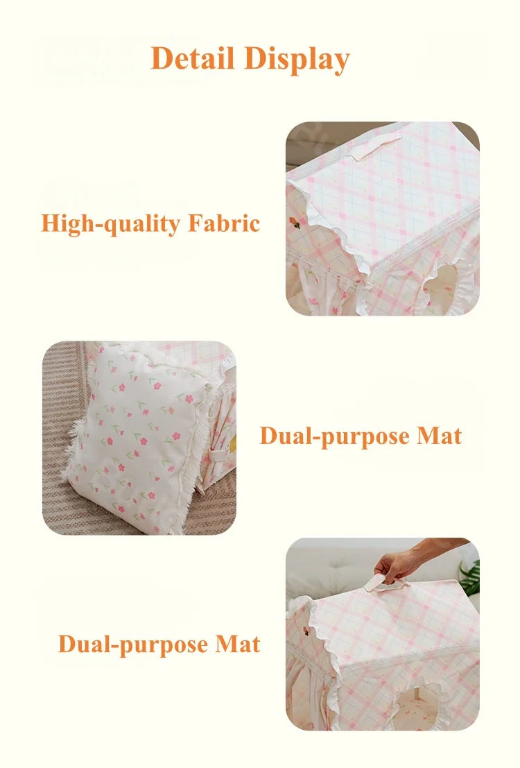 Casa para Gatos Floral Fofa com Tenda, Cama Semi-Fechada Removível e Lavável para Gatos/Cães