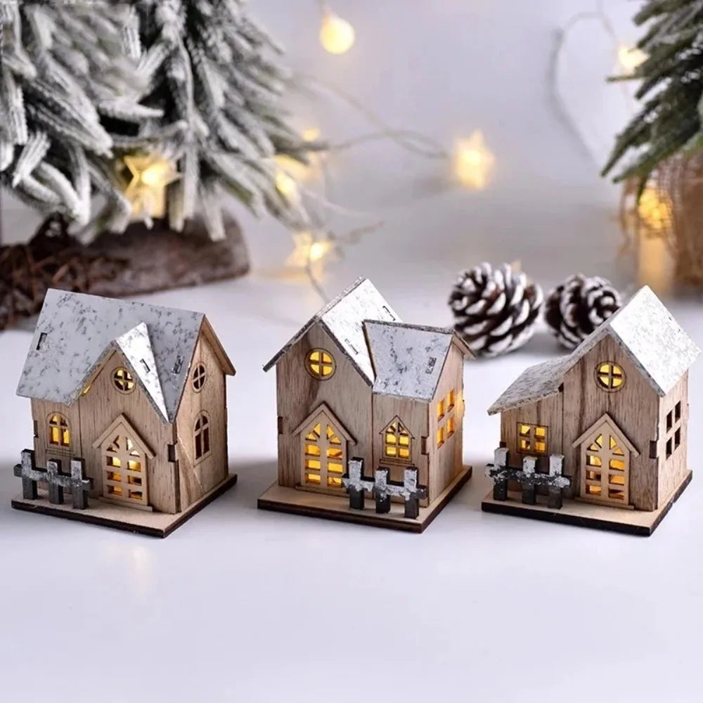 Natal led luz casa de madeira cabine luminosa feliz natal decorações para casa diy enfeites de árvore de natal crianças presentes ano novo
