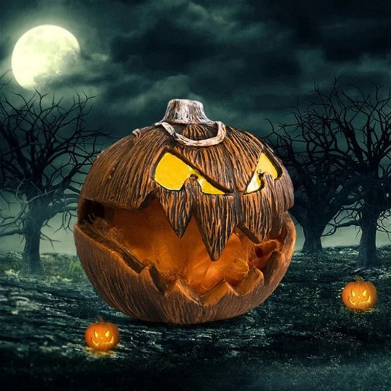 Decoração Animada de Abóbora de Halloween, Ativada por Som, Fala e se Move, Cria uma Atmosfera Assustadora para Decoração de Festa de Halloween