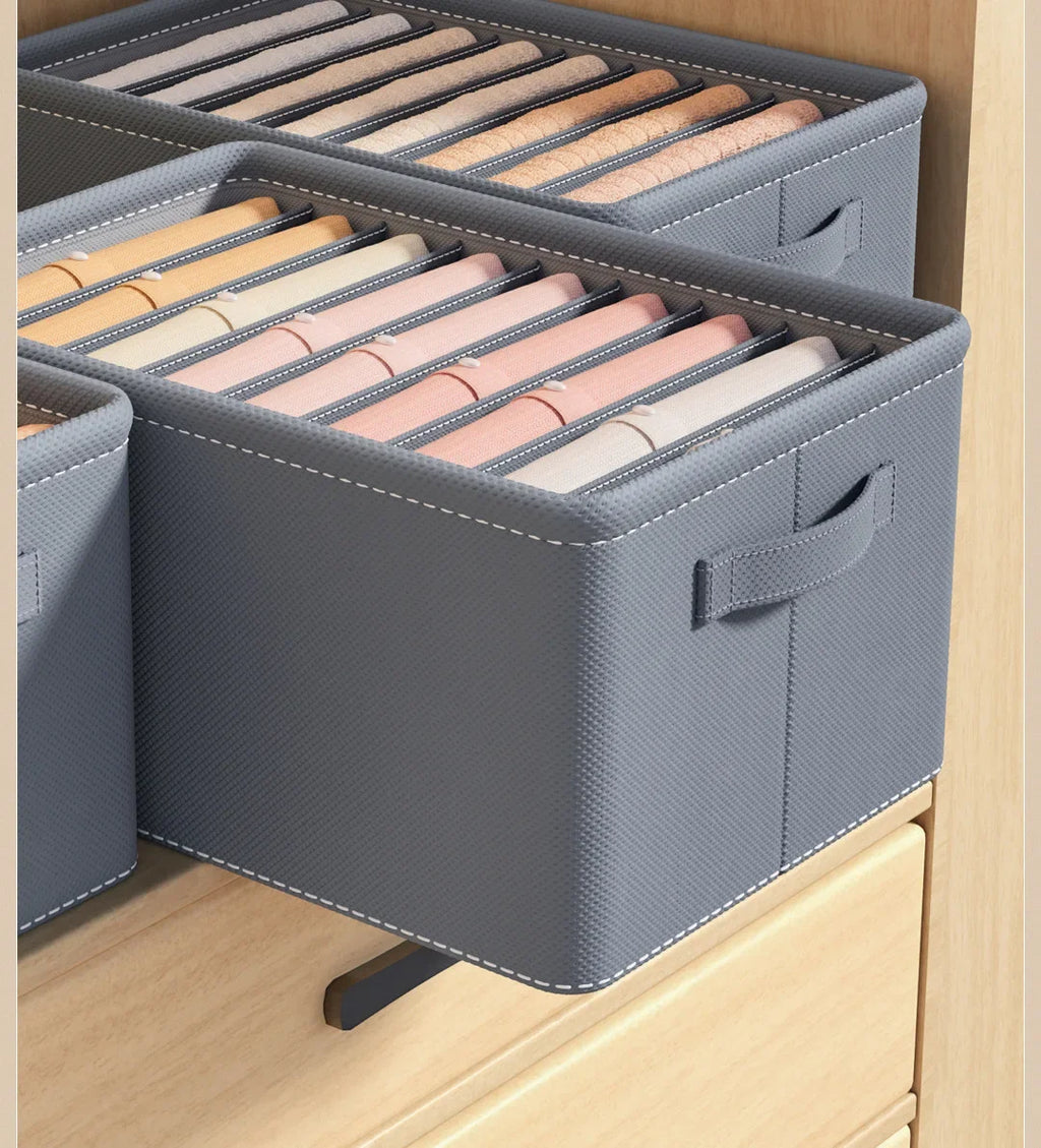Caixa organizadora de roupa com 6/7/9 compartimentos, para guardar calças mais grossas, dobrável, com divisórias, ideal para camisolas, camisas e gavetas de armários e guarda-roupas.