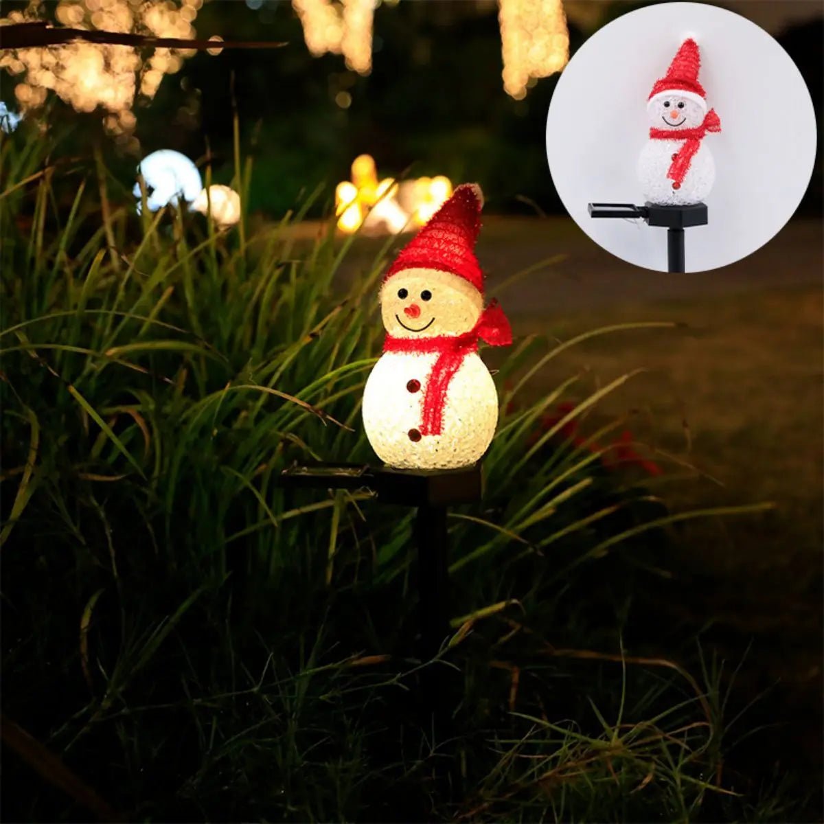 Boneco de neve de natal luz solar gramado jardim luz pátio ao ar livre paisagem chão plug-in luz decorativa - Kasa & Pet