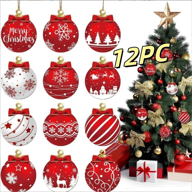 Novas bolas decorativas de madeira de natal decorações penduradas bolas de natal diy decorações de árvore de natal fontes de festa em casa