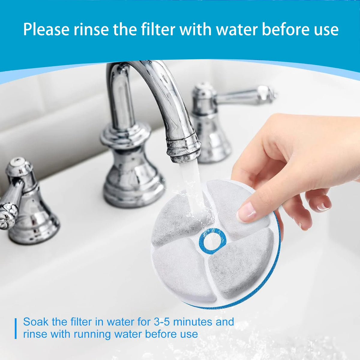 Dispensador de água para animais de estimação, filtro para fonte de água de gato, filtro para fonte potável, filtragem de ciclo, fácil de limpar