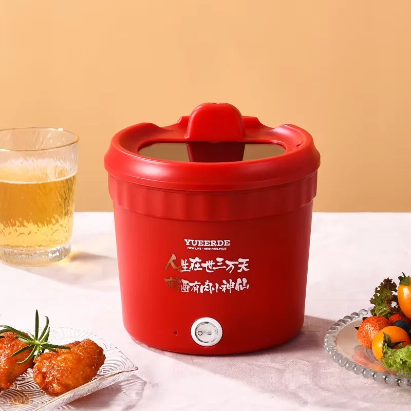 Mini panela quente elétrica multifuncional, dupla camada, anti-escaldante, portátil, antiaderente, panela de cozinha doméstica, 1.2L