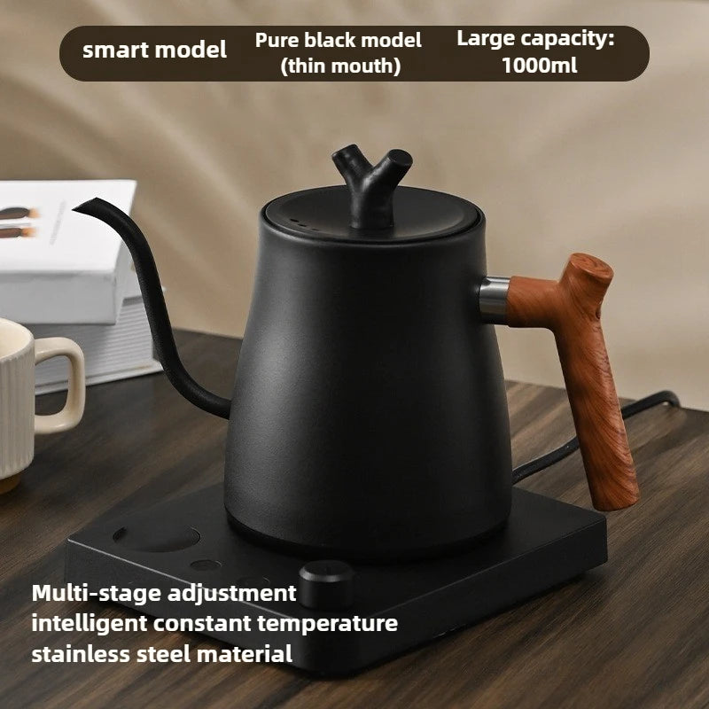 Chaleira Elétrica Gooseneck 1L: Controle Inteligente de Temperatura para Café Coado, Aquecimento Rápido em Aço Inoxidável, 110V e 220V