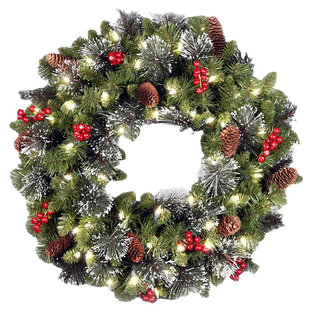 20-60cm led guirlanda de pinha de natal com bagas vermelhas artificial guirlanda de natal festa de ano novo decoração diy adicionar vibração de natal