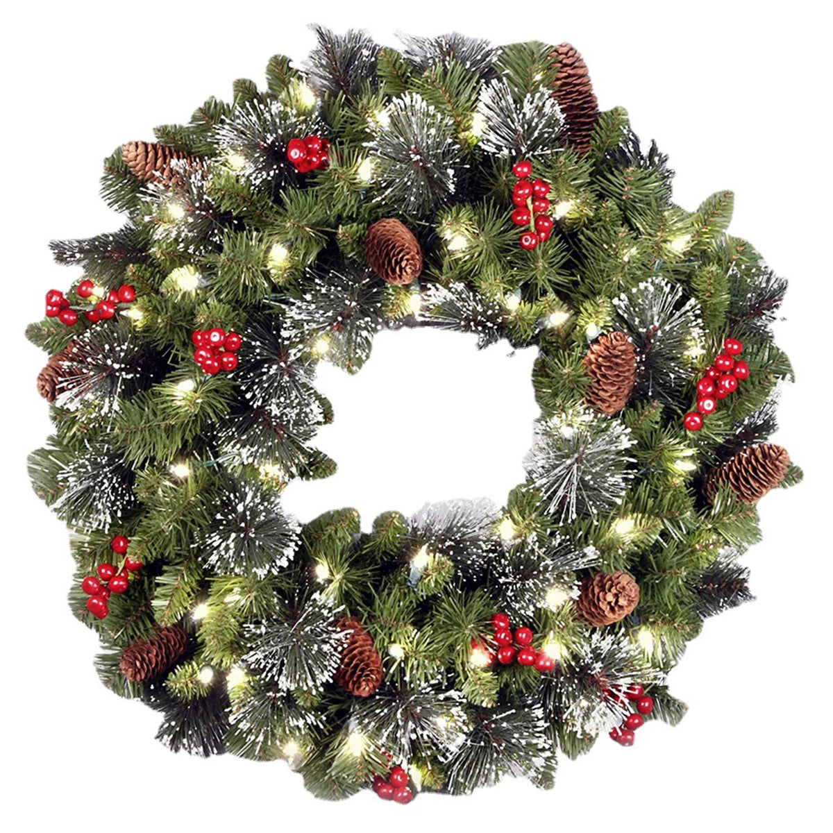 20-60cm led guirlanda de pinha de natal com bagas vermelhas artificial guirlanda de natal festa de ano novo decoração diy adicionar vibração de natal