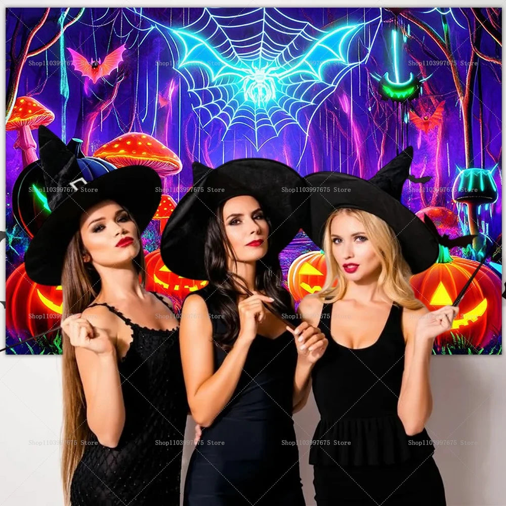 Halloween Backdrop Banner Pumpkin Bats Ghost Design Photography Background For Halloween Party Birthday Decorations Wall Decor