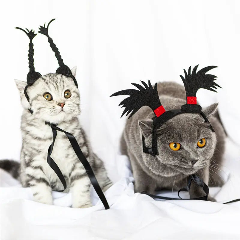 Traje de animal de estimação engraçado headwear para gato filhote de cachorro cão halloween fotografia adereços fontes de festa acessórios para animais de estimação