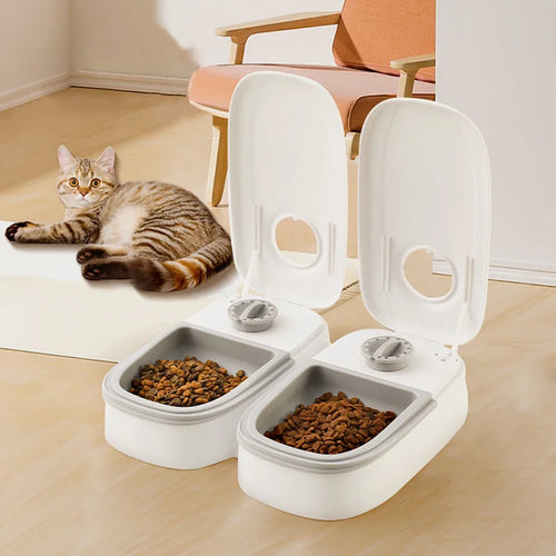 Alimentador automático para gatos, dispensador cronometrado de comida para animais de estimação para alimentos secos e molhados, 48 horas cronometradas, alimentador inteligente para gatos, cães, produtos para animais de e