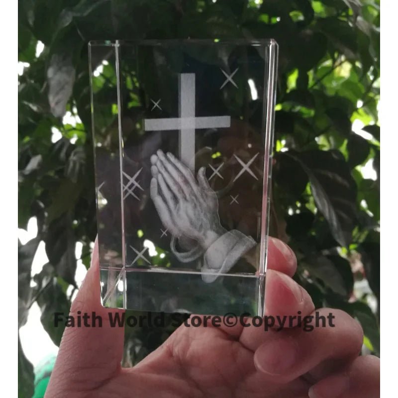 Santo Jesus Estátua de Oração Religiosa, Talismã de Segurança Doméstica, 3D Estátua de Cristal, Religiosa Virgem Orar, Presente religioso, Jesus Cristo