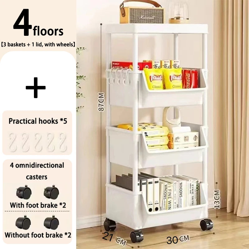 Organizador de cozinha rack de armazenamento móvel lanche brinquedo carrinho mesa lateral livro prateleira rack rodas