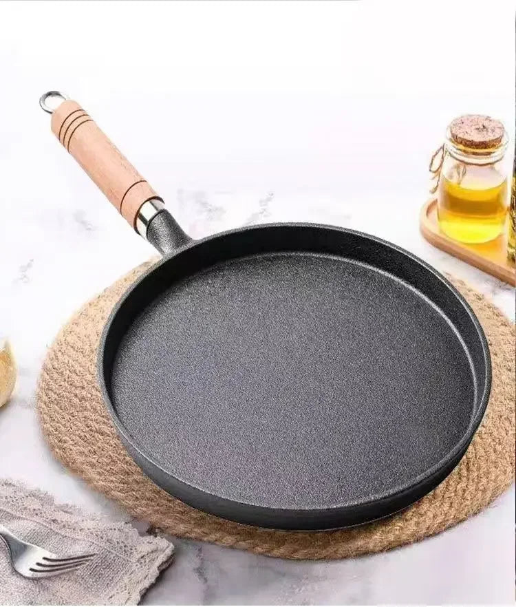 Frigideira de ferro fundido de 26cm, não revestida, antiaderente, ovo, panqueca, crepe, bife, frigideira, fogão de indução a gás, panelas de cozinha Kasa & Pet Store