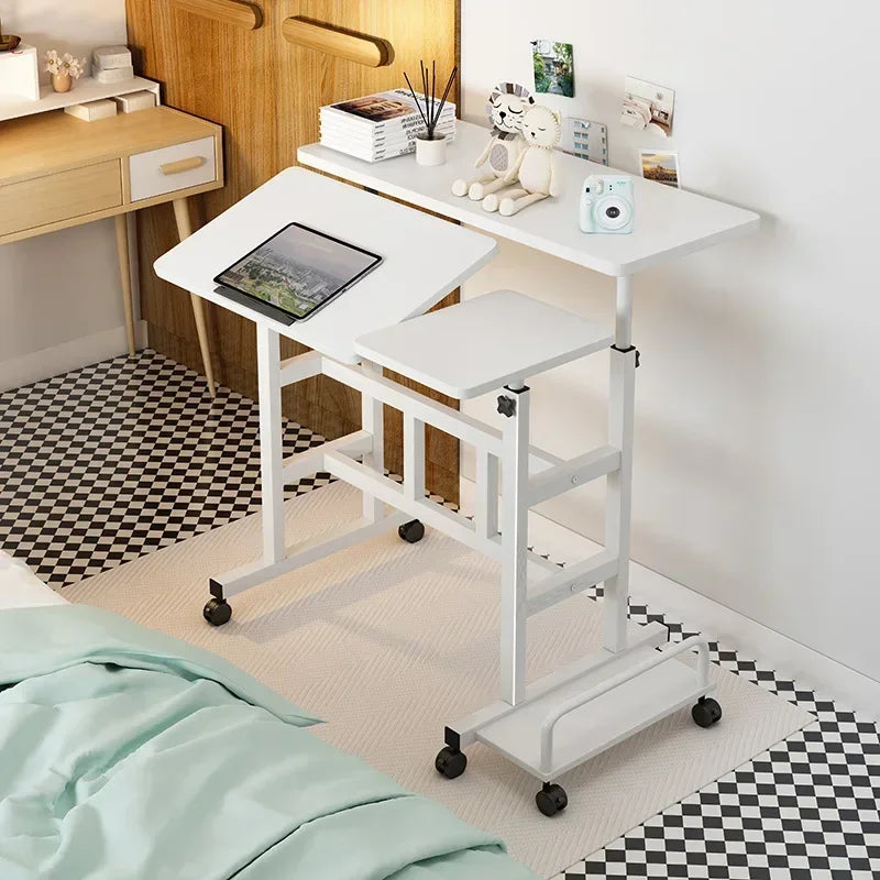Mesa de computador móvel moderna, mesa de escrita elevatória, mesa de pé dobrável, mesa de cabeceira para quarto, mesa pequena individual, durável.
