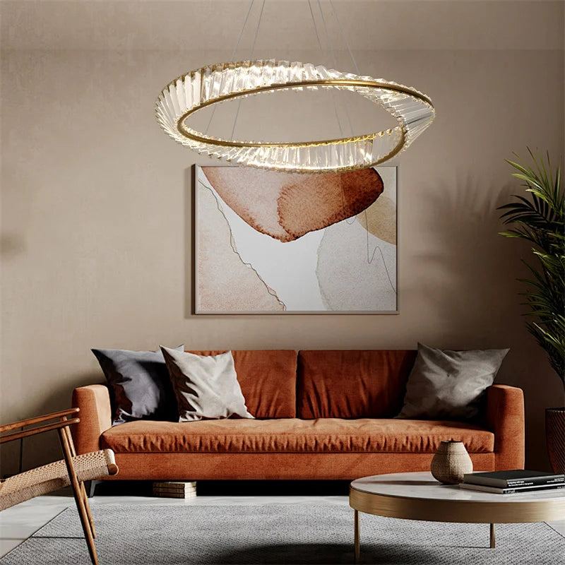 Led anel de luxo luzes pingente para sala estar jantar lustre moderno decoração casa lâmpada do teto nordic luminária lustre