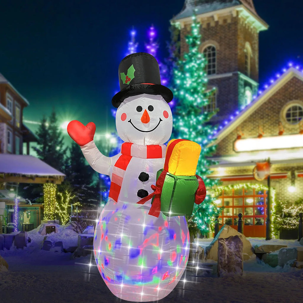 Decorações infláveis de natal-homem de gengibre, boneco de neve brilhante, boneco de neve de ramo, saco de presente boneco de neve decorações de gramado com luz LED