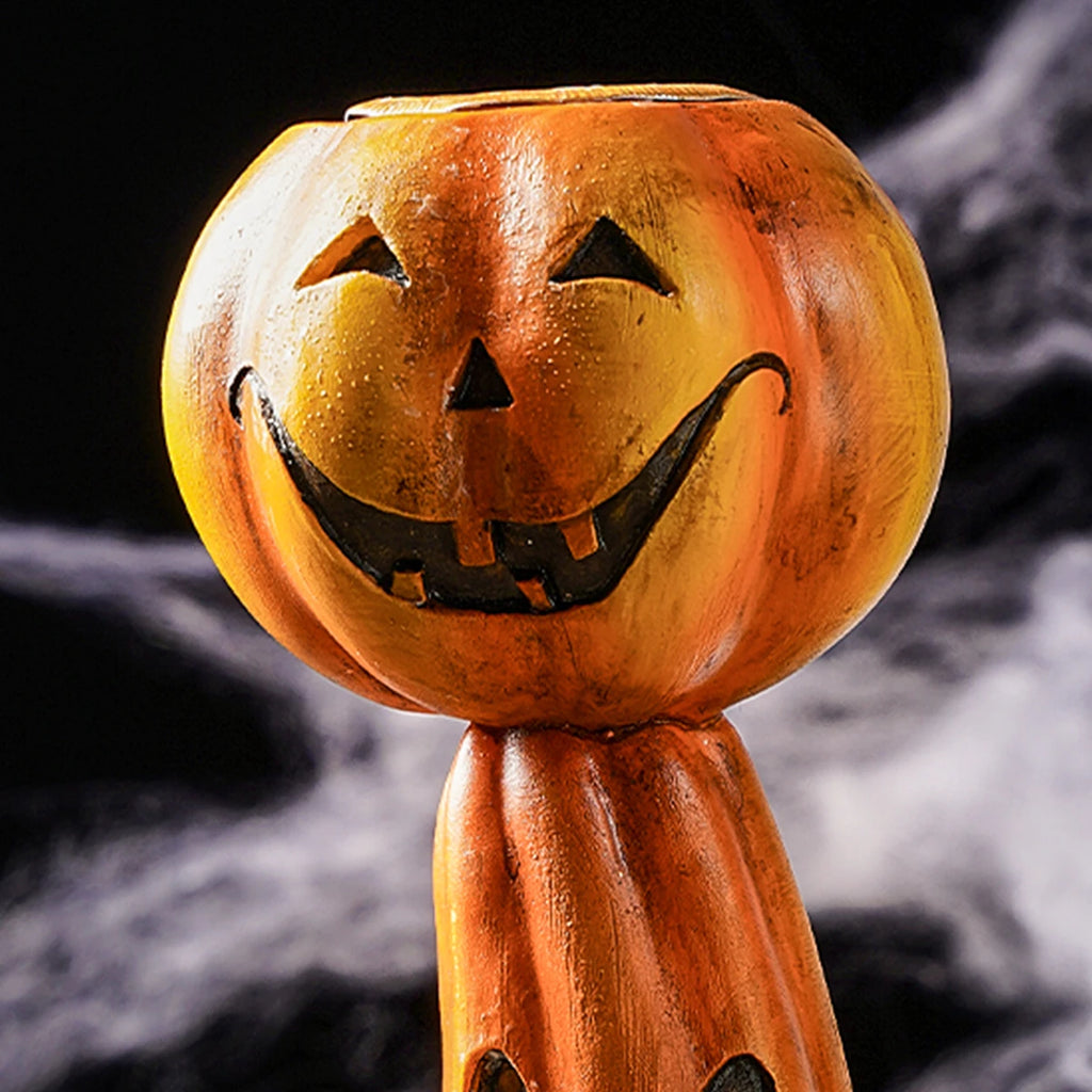 1 unidade, Decoração de Halloween: Castiçal Retrô de Abóboras Empilhadas, Artesanato em Resina para Decoração de Casa